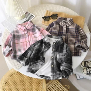 Plaid Collared Shirt Boy/ Girl Long-Sleeve