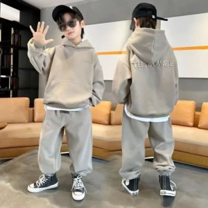 Boys Hoodies Set Solid Color